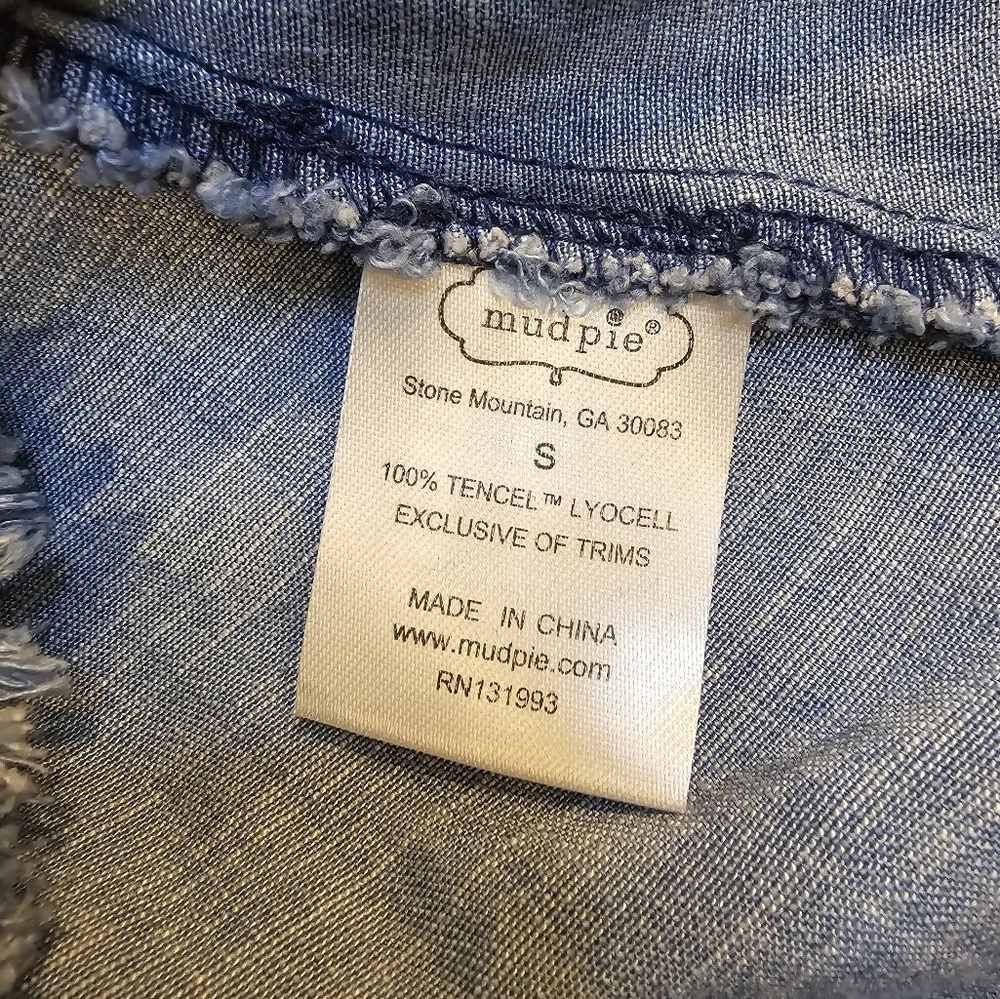 Mudpie Denim Tank Top Raw Hem Tie Back Size Small - Picture 5 of 8